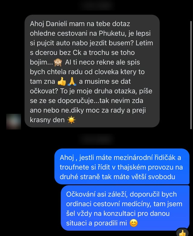 Dotaz na auto nebo bus na Phuketu a očkování a moje odpověď